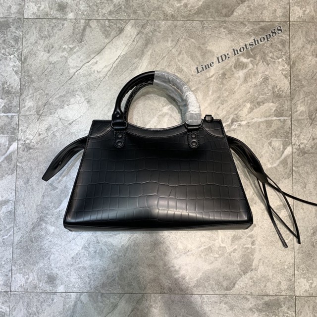 Balenciaga專櫃爆款鱷魚紋黑色大紋手袋手提包 638511 巴黎世家中號Neo Classic機車包 fyj1464